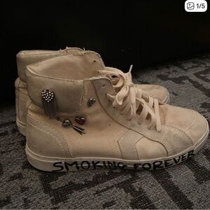 Yves Saint Laurent Cream High-Top Sneakers